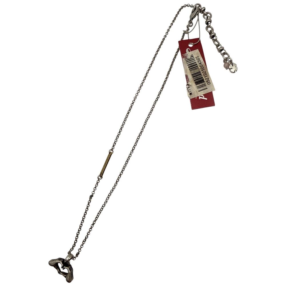 Lucky Brand Silver-Tone Heart Hands Pendant Necklace with "LOVE" Bar 16” - 18” - Picture 3 of 4